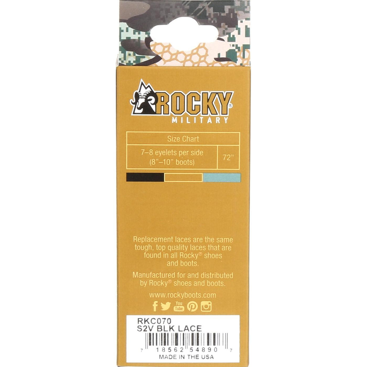 Rocky S2V 72" Black Laces